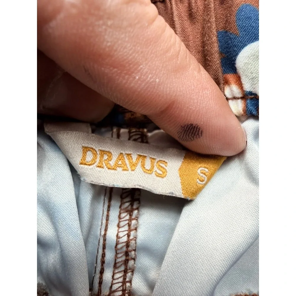 Dravus Mens Brown Daisy Floral Print Swim Trunks Shorts Size Small